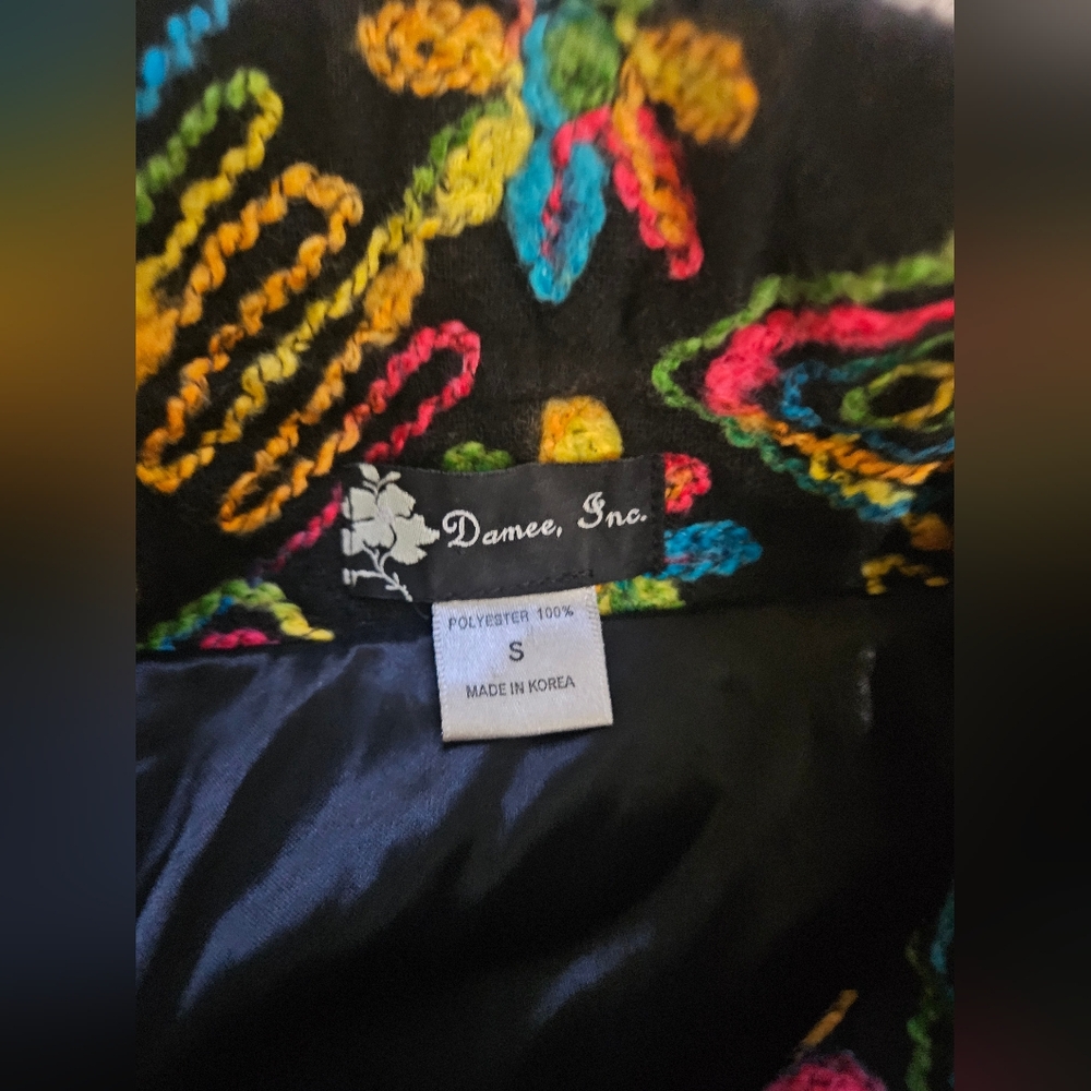 🩵💛Damee Inc Size S Multicolor Floral Swing Jacket Bell Sleeves❤️🩷 - Picture 8 of 9
